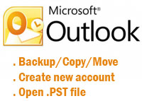 วิธี copy, backup, ย้าย, สร้าง mail account, เปิดไฟล์.PST ของ Outlook